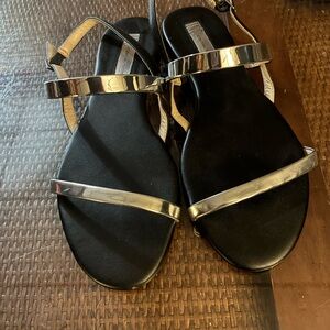 INC International Concepts Black Sandals with Silver Straps